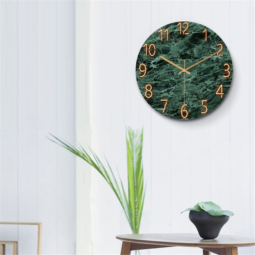 Montre géante en marbre au moderne, corps en verre et cristal, grande horloge murale 3D décorée pour salon, mécanisme silencieux, décor de chambre à coucher