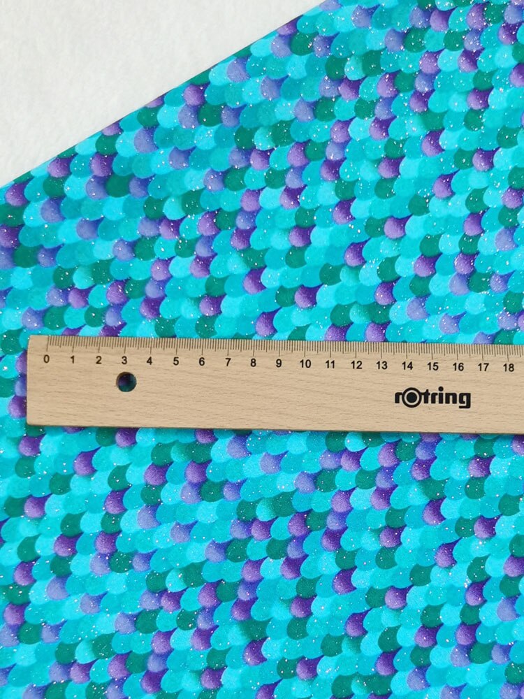 50x105cm rybia łuska bawełna materiał brokatowy pozłacany ręcznie syrenka skóra polichromia DIY szycie odzieży tkanki Telas niejednolita całość