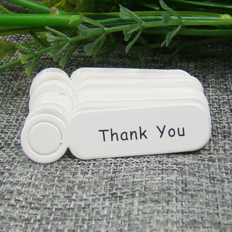Étiquette en papier blanc | 3cm de diamètre, 100 pièces + 100 pièces, chaîne élastique pour produits, étiquette suspendue merci avec ruban imprimée
