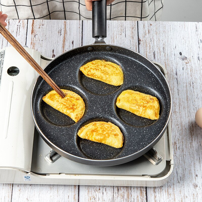 Olla para freír de 4 agujeros, sartén para tortilla engrosada, antiadherente, para huevos, tortitas, carne, Pan, cocinar, huevos, jamón, máquina de desayuno