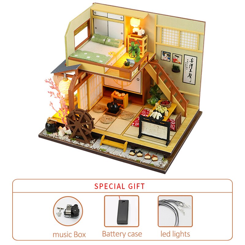 Bricolage maison de poupée Miniature Kit maison de poupée meubles 1:24 3D à la main en bois modèle Vintage assemblage jouets d'anniversaire pour les enfants: G