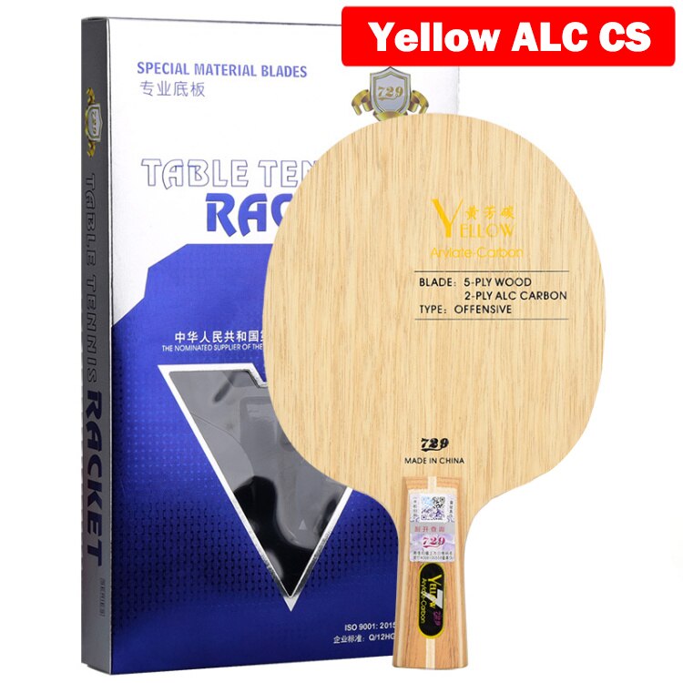 Friendship-Pala de tenis de mesa ALC, paleta de bate de Ping Pong de carbono azul/amarillo Aryl, para ataque rápido con arco, 729: Yellow ALC CS handle