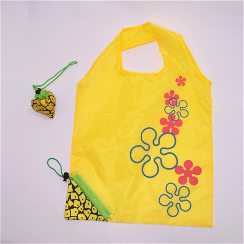 Eco Opslag Handtas Rose Bloemen Vorm Opvouwbare Boodschappentassen Herbruikbare Vouwen Kruidenier Nylon Grote Zak Leuke Tote Pouch 1 stuks: pineapple