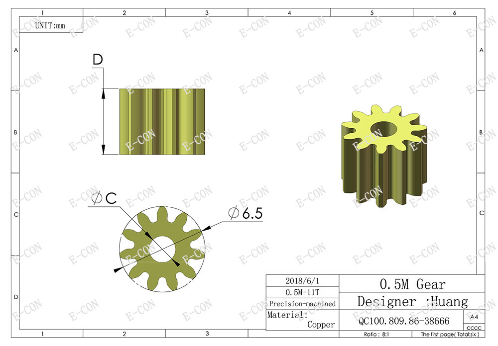 1 stuks 0.5m 11 tanden 5mm breedte 0.5 module motor metalen tandwiel 2mm/3mm boring 1.57mm spoed