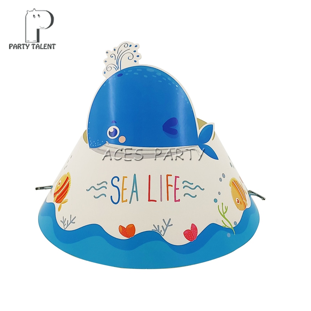 Feestartikelen 8 Stuks Voor Kids Kinderen Sea Life Marine Dieren Walvis Thema Decoratie Verjaardag Cap Hoed Met Elastische Band