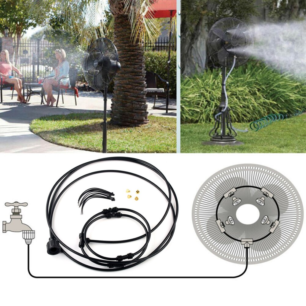 Outdoor Misting Fan Cooler Water Cooling Portable Patio Mist Garden Kit 4m Hose Home Graden Supplies