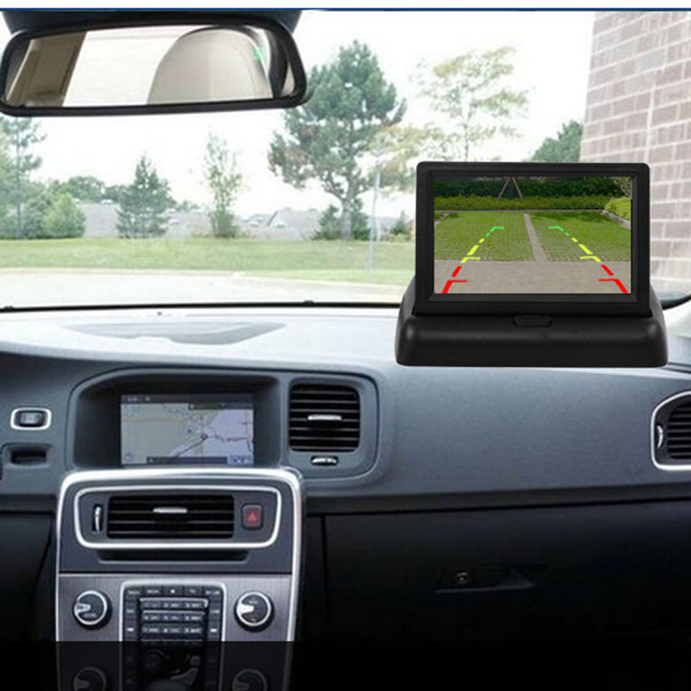 BYNCG 4.3 Inch TFT LCD Auto Monitor Opvouwbare Monitor Reverse Camera Parking System voor Auto Achteruitkijkspiegel Monitoren NTSC PAL