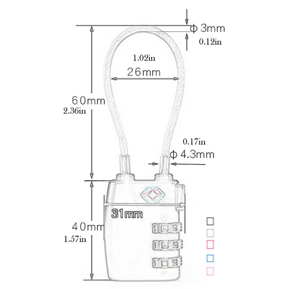 TSA719 3 Digit Password Lock Gym School Locker Security Lock Suitcase Luggage Coded Lock Cupboard Cabinet Locker Padlock