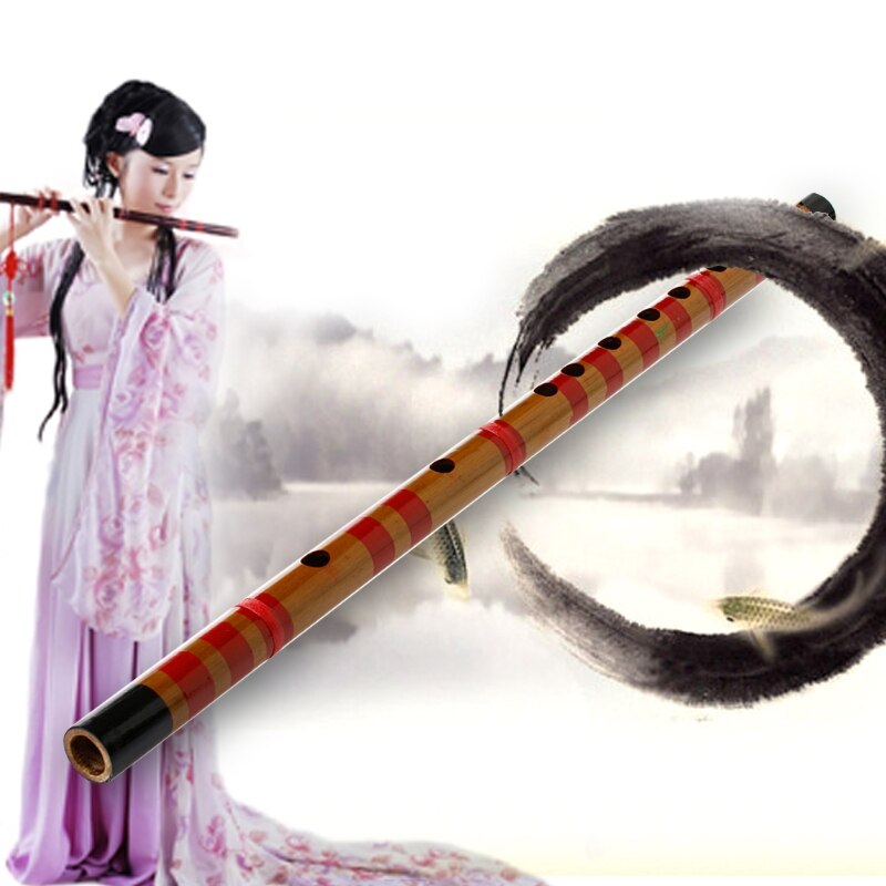 Traditionel lang bambusfløjte klarinet studerende musikinstrument 7 hul 42.5cm