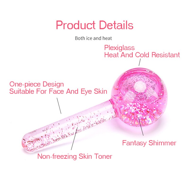 1Pair Crystal Ice Wave Beauty Ball Beauty Salon Face Eye Massager Roller Water Wave Ball Facial Massage Remove Fatigue Home Tool