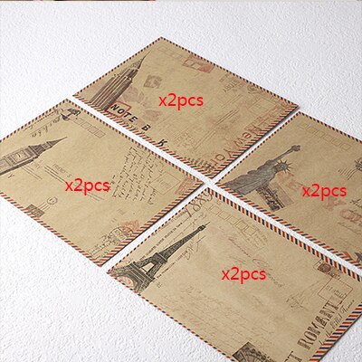8 stuks/set vintage grote envelop postcard brief luchtpost briefpapier Retro School kantoor kraft enveloppen: Three