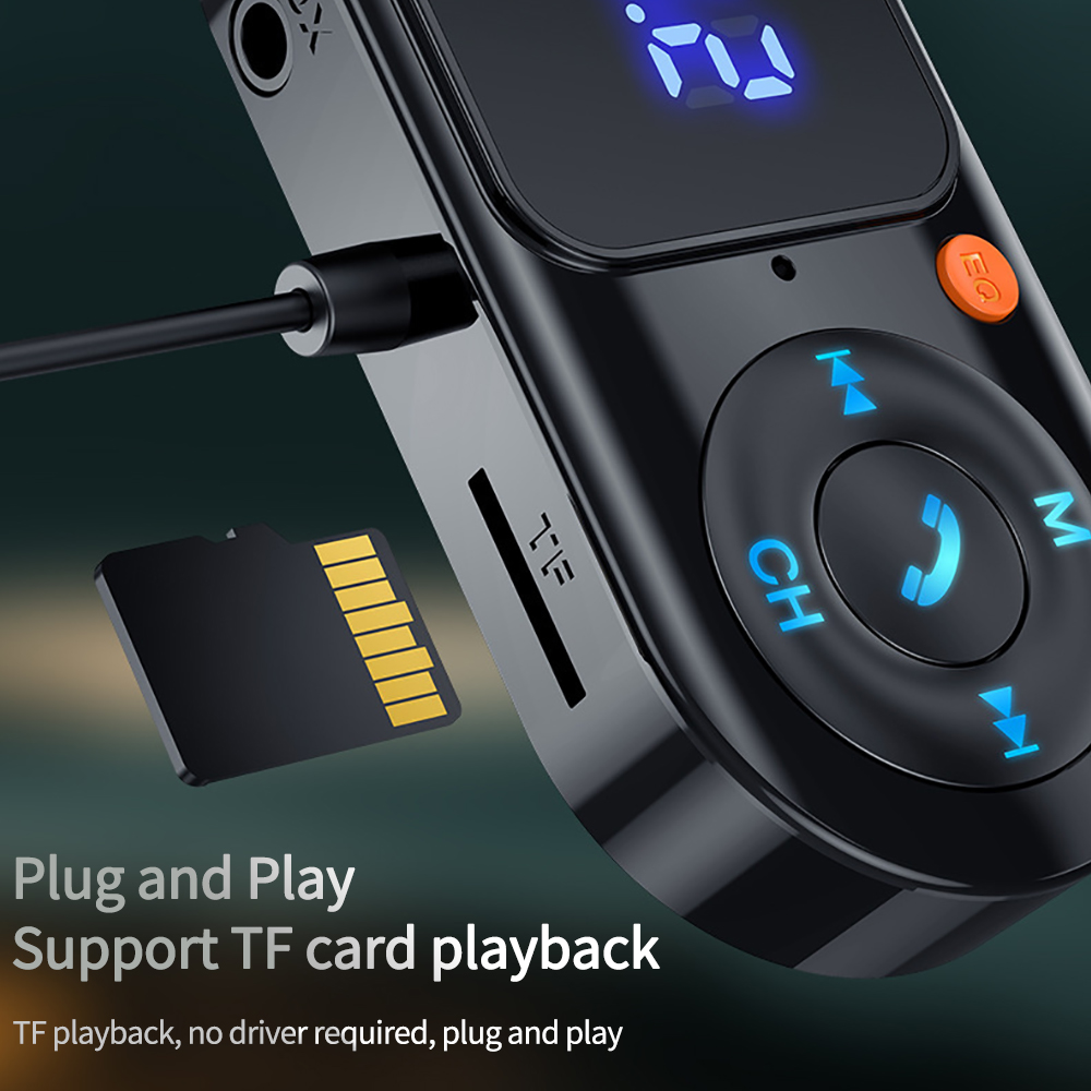 FM-zender Draadloze Bluetooth 5.0 Auto Audio Zender Bluetooth AUX Audio-ontvanger MP3-speler Carkit Handsfree