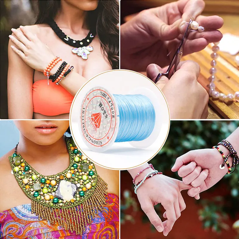 10M/rollo de pulseras de cordón de cuentas de cristal elástico fuerte, línea de goma elástica, cuentas de joyería, collar de hilo, cordones para hacer bricolaje