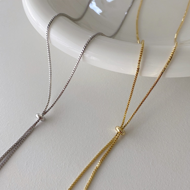 Lange Gouden Ketting Kettingen Voor Vrouwen Mode-sieraden Eenvoudigste Tassel Verstelbare Ketting Zilver Kleur Vrouwelijke Sieraden