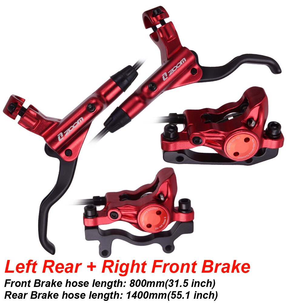 MTB Road Bike Hydraulic Disc Brake Calipers Front Rear 800/1400mm Mountain bike Kit Bicycle Oil Pressure Disc Brake Set: LR RF Brake Red