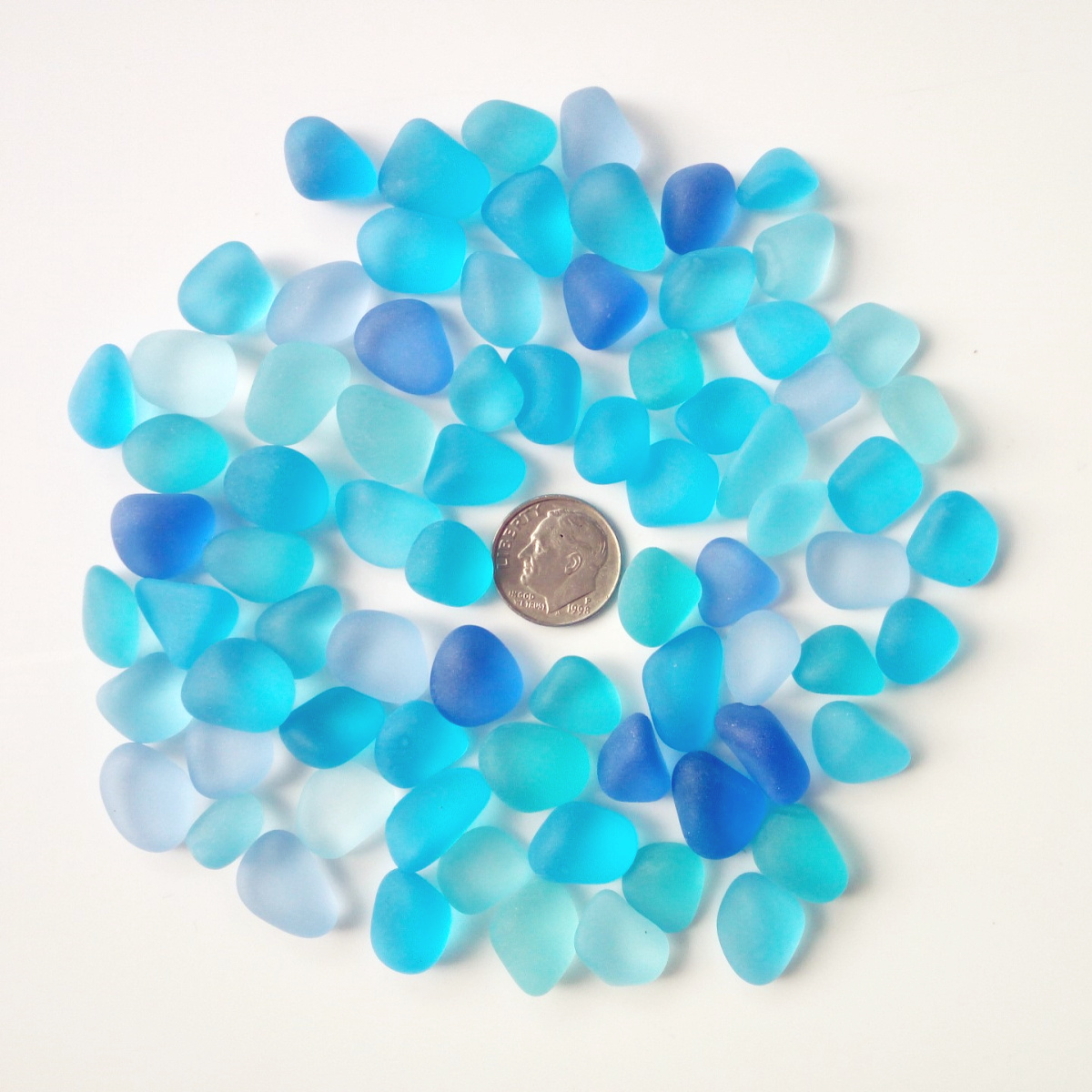 30 Pieces Sea Glass Beads/Beach Glass Beads for Jewelry Making ,Big Size(12-16mm Length)): Blue