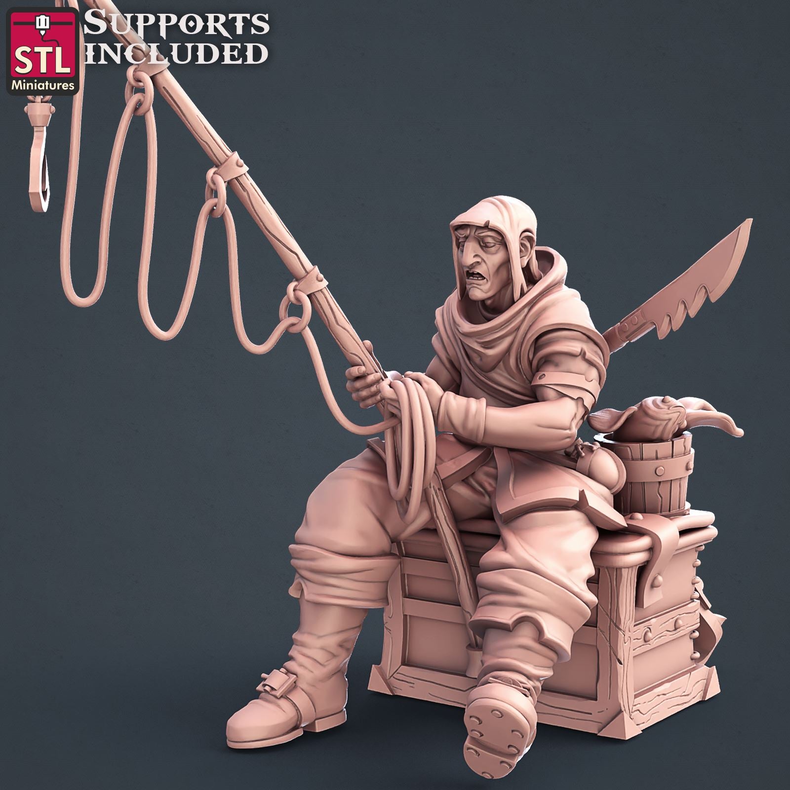 Fisherman DND D&amp;D Pathfinder RPG War Games Tabletop Unpainted 3D Printed Desktop Ornament