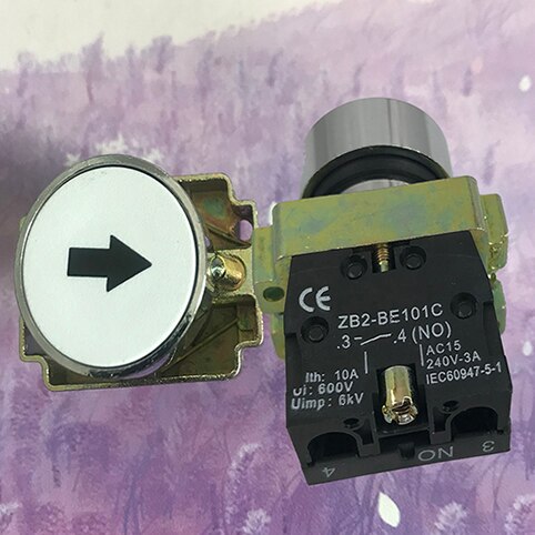 XB2 22mm Momentary Flat Pushbutton Self Reset Symbol Push Button Switch 1 NO 1NC touch switch Stop start signal: Gray