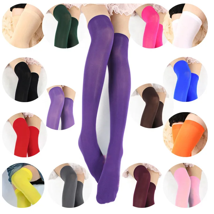 Calze colorate da donna Calza alta colore caramello sopra il ginocchio Calzini lunghi da donna Ragazze biancheria intima attillata Calzino da festa per cosplay