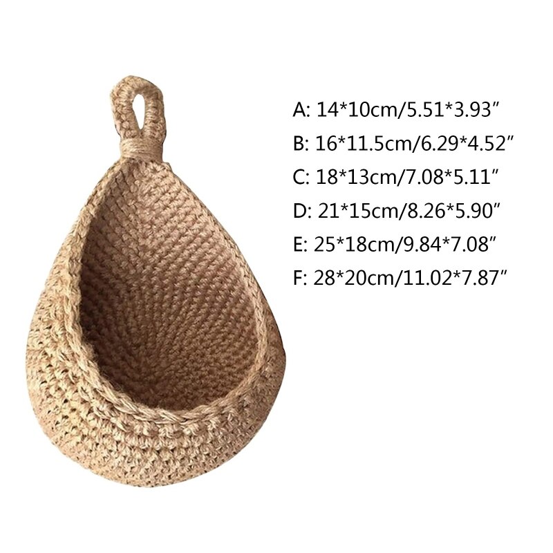 Woven Hanging Fruit Baskets Weave Storage Baskets Wall Decoration Hanging Baskets for Home Living Rooms Kitchen