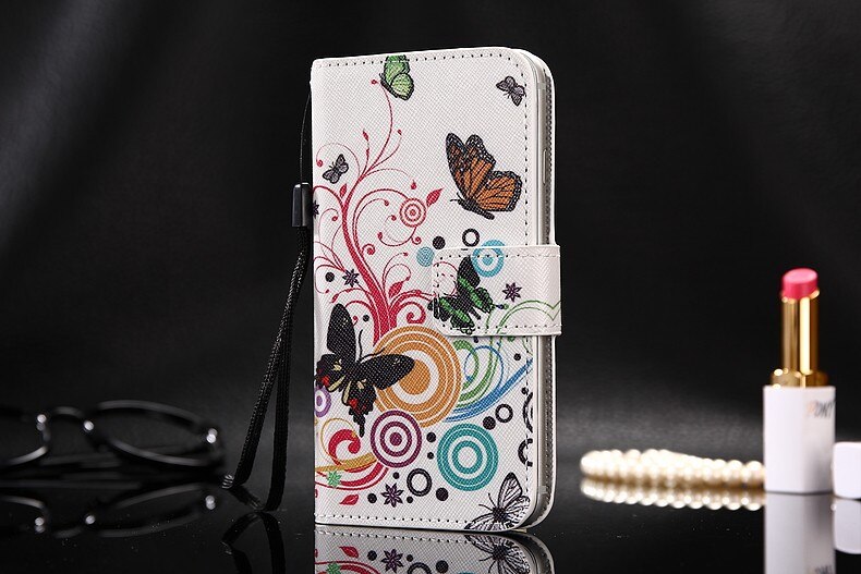 Capa de couro da aleta para bq 5540l rápido pro carteira titular do cartão telefone habitação: butterfly love flowe