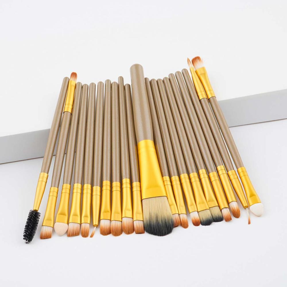 Conjunto de pincéis de maquiagem, kit de pincéis de maquiagem para base, pincéis de sombra, sobrancelha, suporte profissional de escova, 20 peças