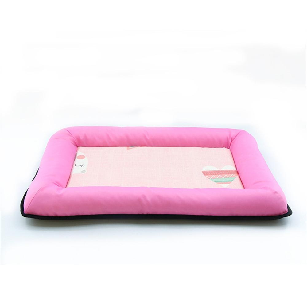 Sommer kæledyr kølemåtte kat hund ismåtte trykt åndbar vandtæt kæledyr sengepude hvalp sovetæppe hunde kennel cool pude: Lyserød / Xl 67 x 58cm