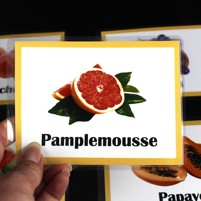 French Children Card Flash Card Fruit Fruit 21 Kindergarten Waterproof Word Cards Early Education Enlightenment Teacher Teaching