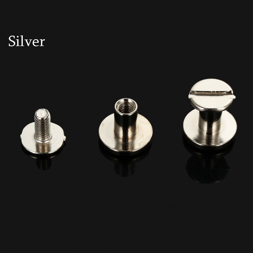 10 pcs DIY Strap Rivets Screw Leather Craft Art Solid Nail Bolt Bookkeeping Round Head Screws Luggage metal Craft Brass Nail: silver / 5mm