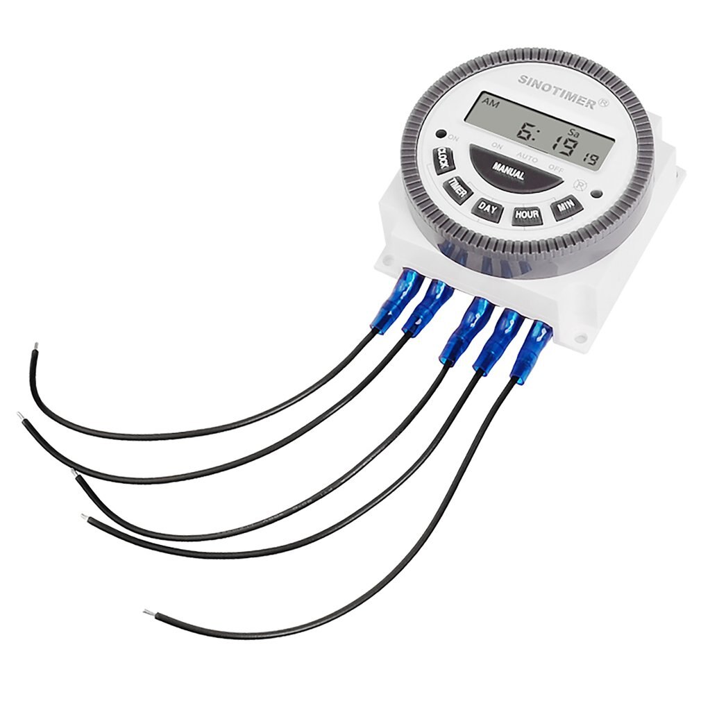 TM619-1 1NO + 1NC Volt Free Output 16A LCD Time Relay Control 110VAC 7 Days Programmable Digital Timer Switch