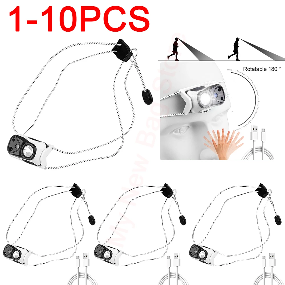 LED-koplamp Werkkoplamp USB Oplaadbare Waterdichte Hoofdlamp Ultralight Bewegingssensor Koplamp voor Kamperen Wandelen Vissen
