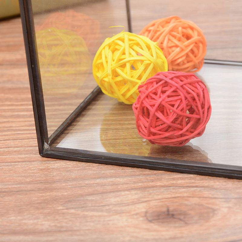 Geometric Glass Terrarium Box Handmade House Shape Close Glass Table Top DIY Display Planter Windowsill Flower Pot with Swing