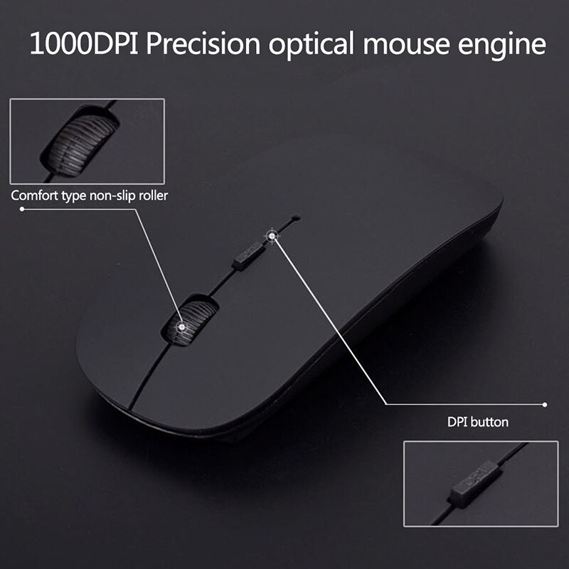 2.4g trådløse lydløse tastatur og mus mini multimedie fuld størrelse tastatur mus combo sæt til iphone ipad android