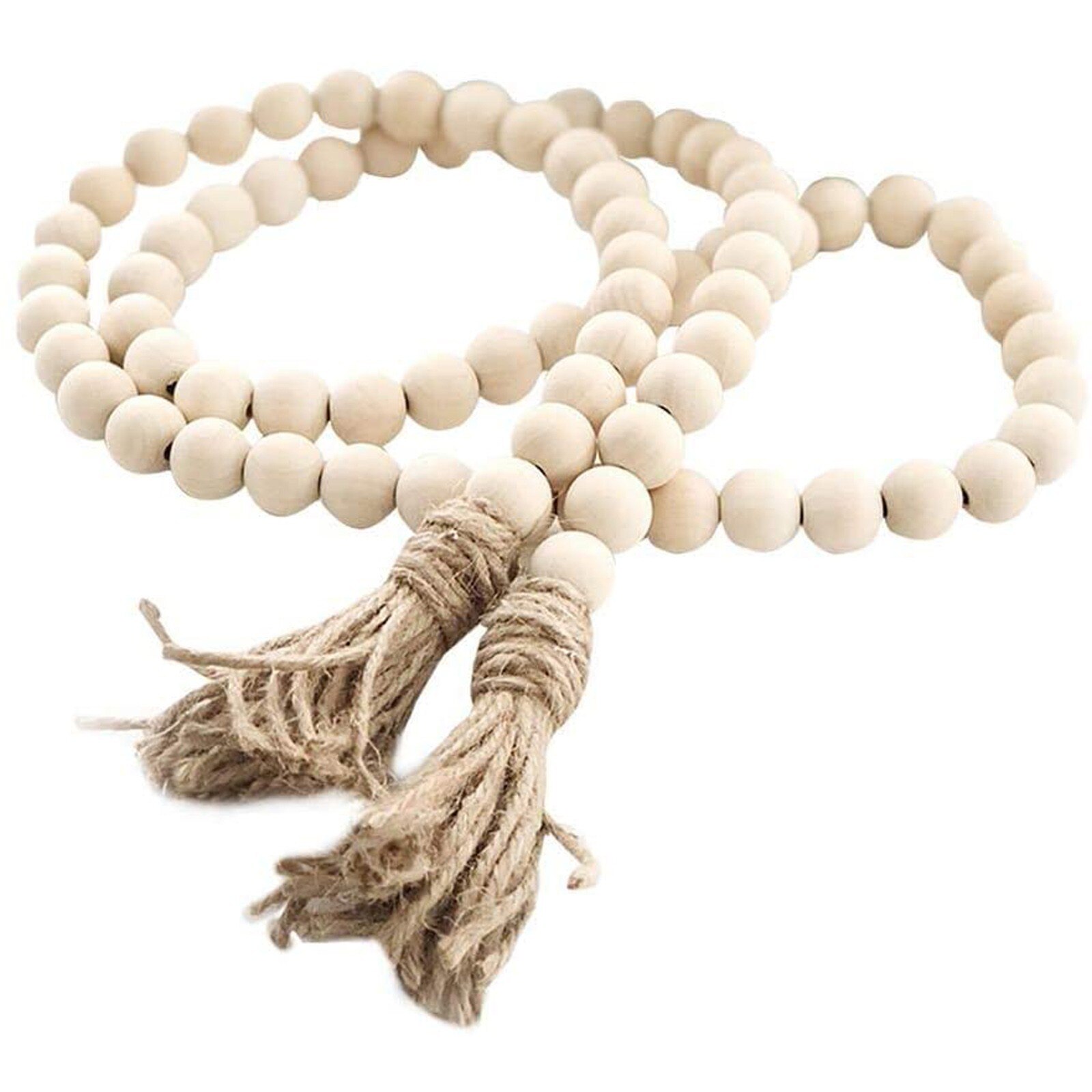 Bohemian Style Tassel Natural Wood Bead Garland Large Wall Hanging Decoration farmhouse garden decoration outdoor home decor: Default Title