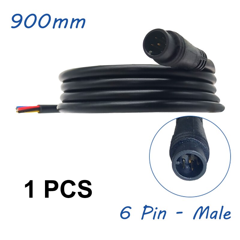 Julet wodoodporny kabel 2/3/4/5/6 Pin 900mm przewód konwersji elektryczny przedłużacz kabla Ebike do wyświetlacza Ebikes: 6Pin Male 1pcs
