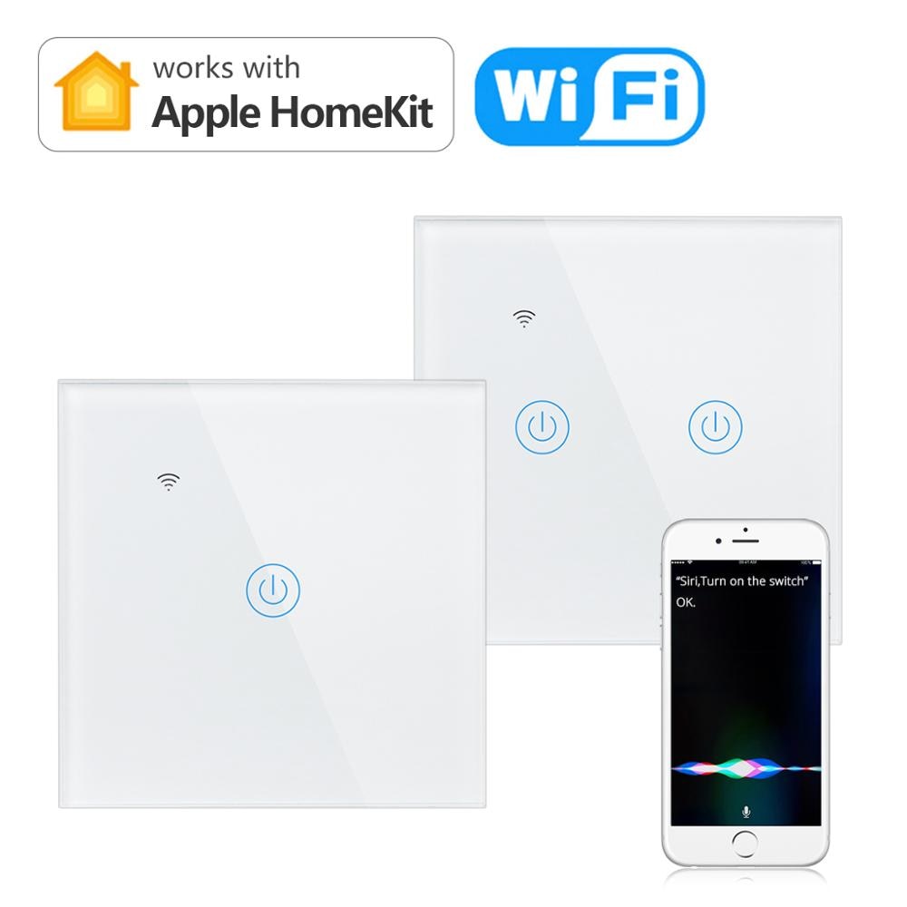 Smart House Apple Homekit App Wifi Schakelaar Smart Home Wifi Smart Licht Muur Schakelaar Glazen Paneel Touch Schakelaar Siri Stem controle