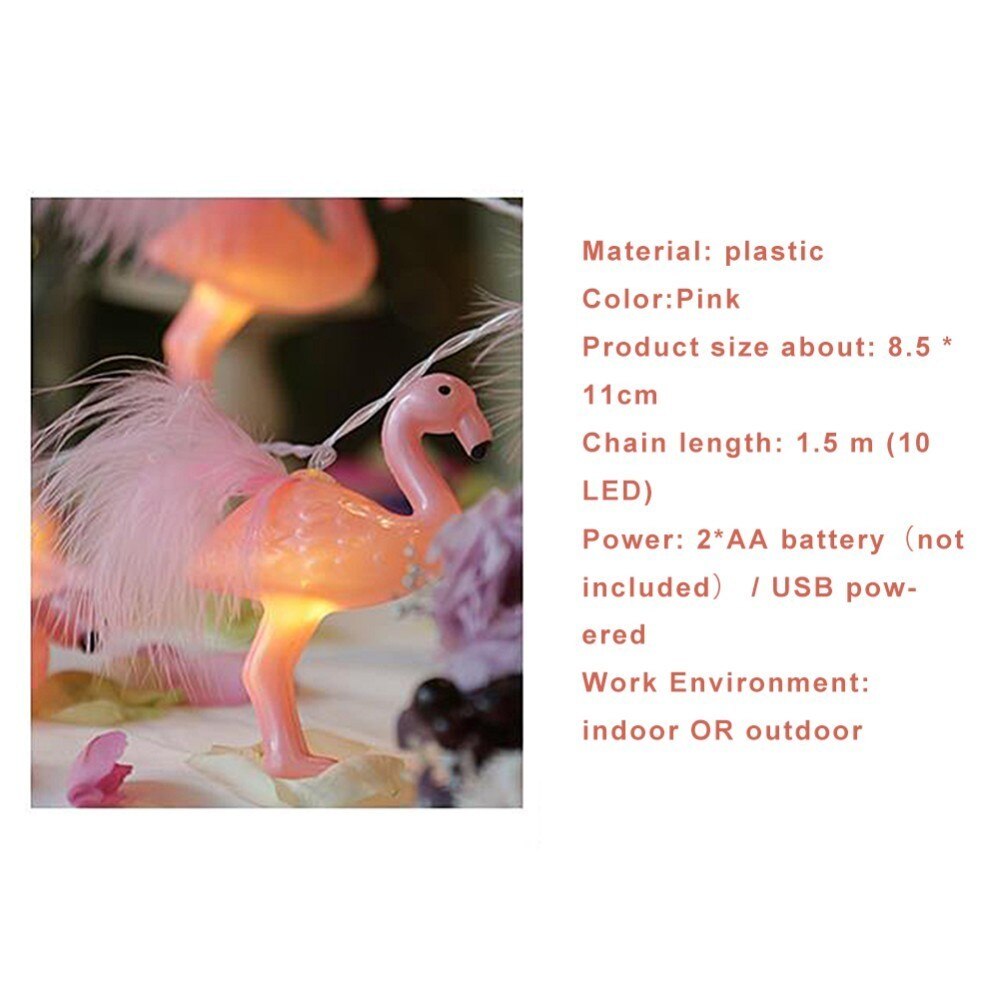 Led Feathered Flamingo Battery Operated String Lights LED Decoration For Christmas Garland Lustre