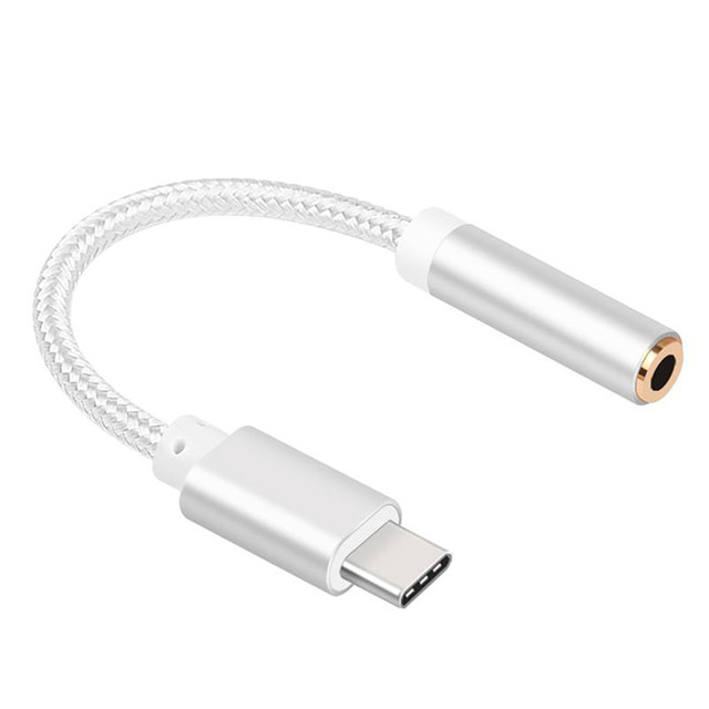 AUX Jack Type C Naar 3.5mm Oortelefoon Kabel Adapter USB C Audio Kabel Adapter Voor Xiao mi mi 8 a1 Voor Huawei P20 Lite Mate 10 Pro: Silver