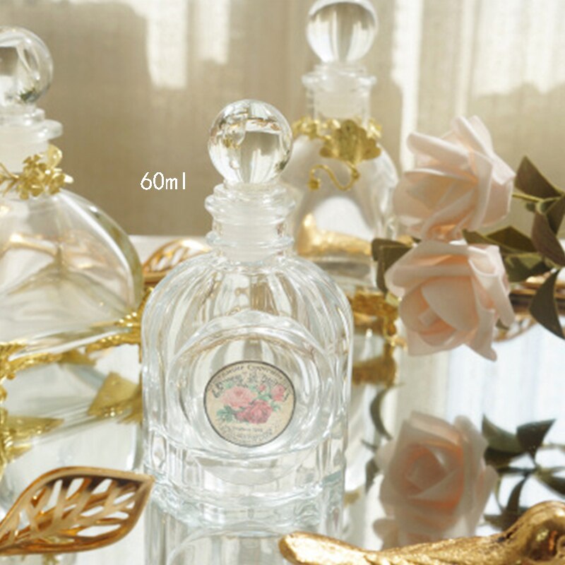 Bouteille de parfum vide en verre de cristal, étiquette palais rétro, décoration pour coiffeuse, bocaux, accessoires pour la maison: E-60ml