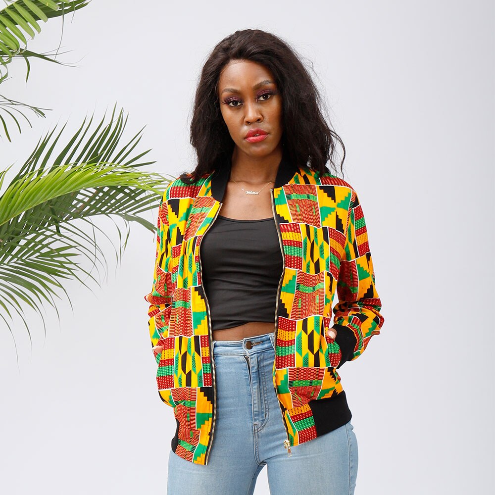 Ropa africana para mujeres ankara chaqueta bomber de algodón encerado de estilo africano materia ropa kente costura de chaqueta: XL