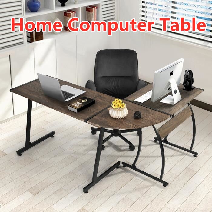 L-shaped Home Office Table Work Study Corner Desk Laptop Computer Writing Desk Multipurpose Large Stand Desk Workstation HWC