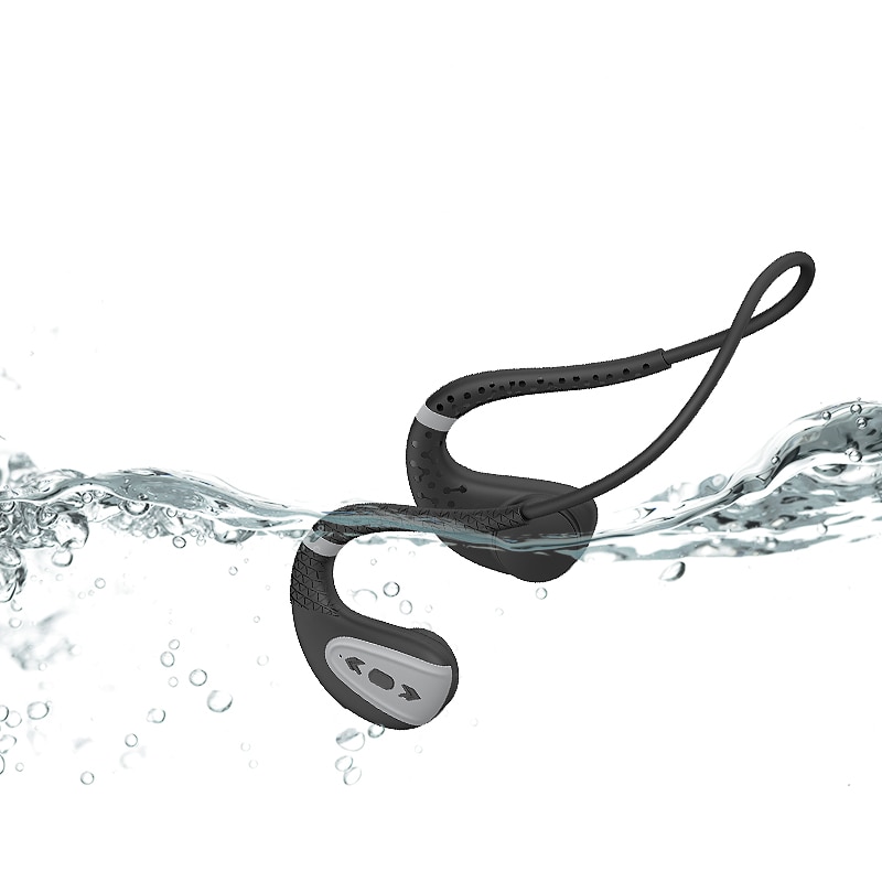 Ddj x12 ipx 8 vandtæt svømning trådløs bluetooth hovedtelefon mp3 spiller sport øretelefon 8g hukommelse dykning kører til android ios: Ben -q1 sort 8g