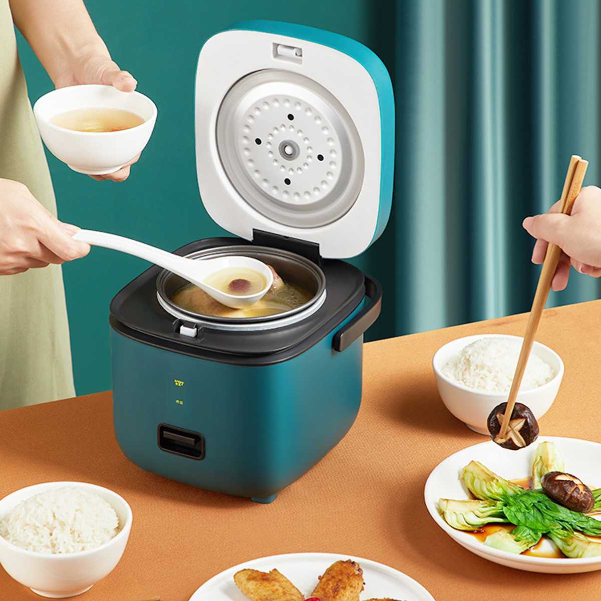 1Set 1.2L Mini Electric Rice Cooker Intelligent Automatic Household Kitchen Cooker 1-2 People Small Electric Rice Cookers