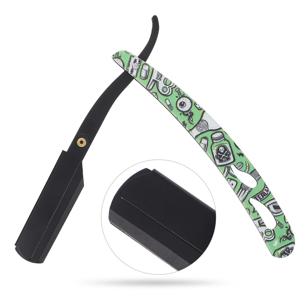 Hair Styling Razor Durable Barber Manual Shaver Barbershop Hairdressing Supply: Green
