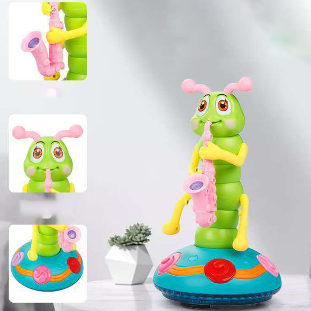 Electric Caterpillar Toy Dancing Saxophone Caterpillar Funny Electric Music Toys Learning Developmental Toy