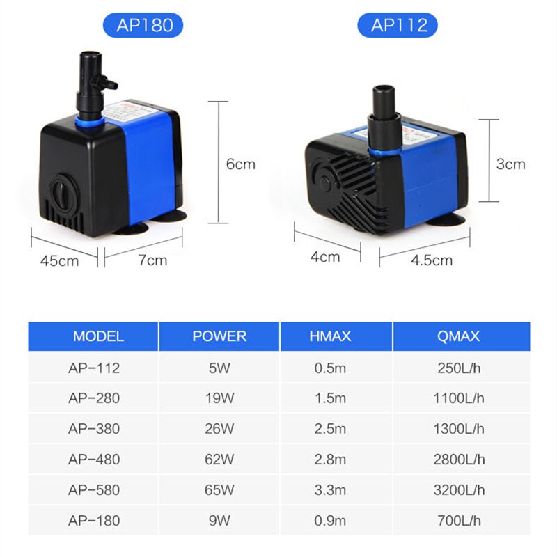 JEBO Adjustable Flow Water Pump For Aquarium Fish Tank Aquarium Pump Submersible Pump High Power 5/9/19/26/62/65w