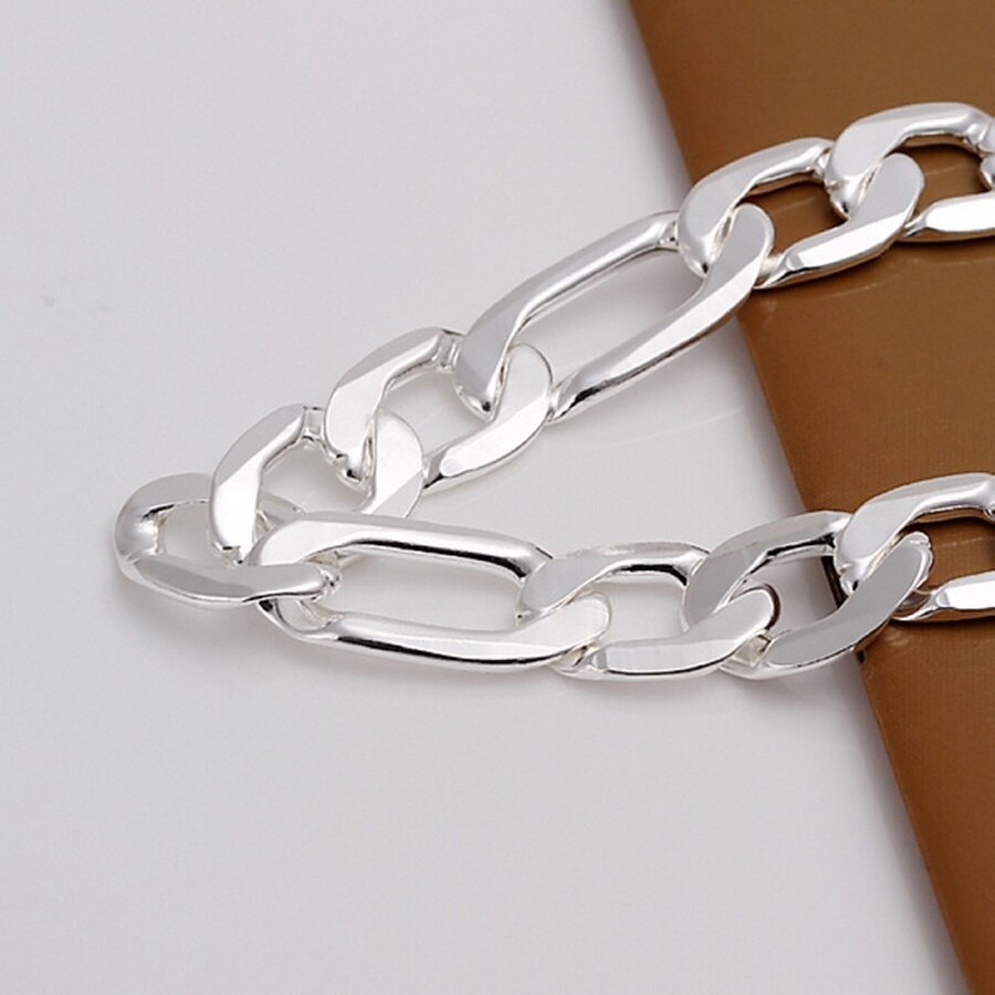 Wunderschönes silberfarbenes schmuckset mit anhängern für damen und herren , 12-6mm armbänder, edel und schön gestempelt,  h163 glieder