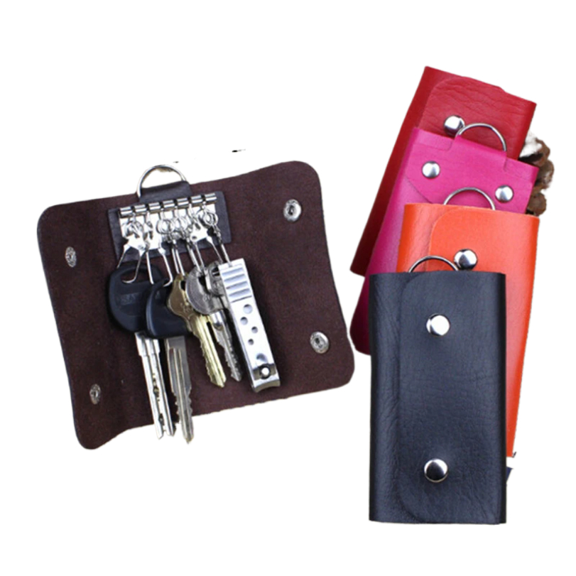 Pu læder kvinder mænd nøgleholdere nøgler arrangør solid nøgle punge nøglepung bil nøglering husholderske nøglering pung