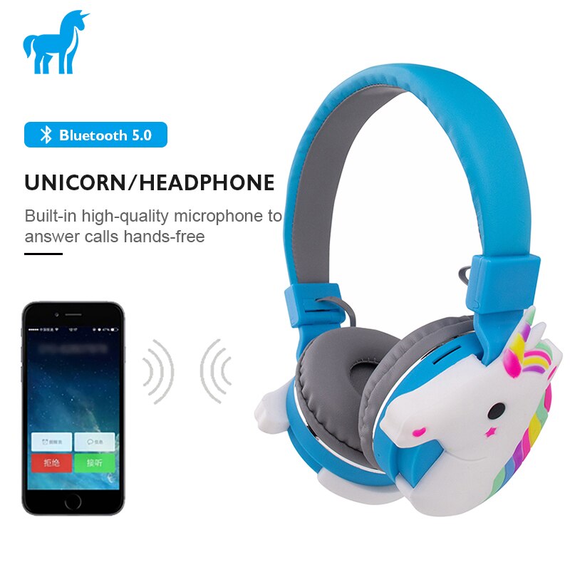 Unicorn trådlösa hörlurar set bluetooth 5.0 hörlurar, unicorn datakabel, med mikrofon, barnjul
