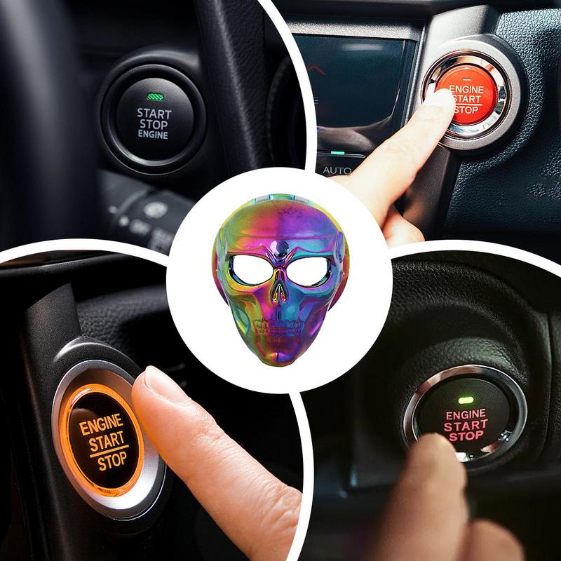 Skull Push Start Button Cover Retro Skull Engine Start Stop Button Cover Gothic Car Accessories Engine Start Stop Button Cover